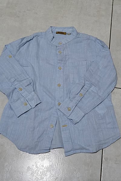 Original Marines Light Blue Grandad Collar Shirt by Original Marines — pre-loved on Thrifted.mt