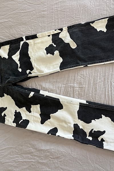 Cow Print Straight Leg Trousers by Bershka — pre-loved on Thrifted.mt