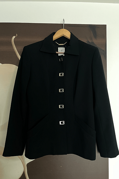 Black Tailored Button Front Jacket by Collection Allumette — pre-loved on Thrifted.mt