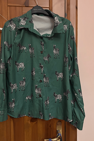 Green Zebra Print Button Shirt by SHEIN — pre-loved on Thrifted.mt