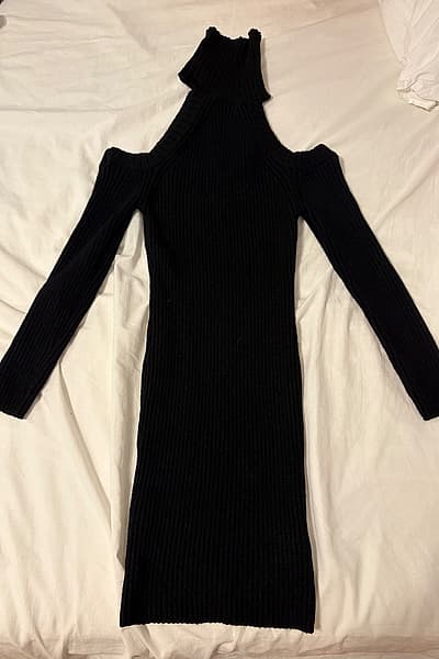 Black ribbed cold-shoulder dress by Tally Weijl — pre-loved on Thrifted.mt