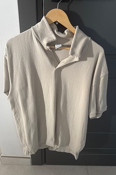 Beige Ribbed Polo Top by Zara  — pre-loved on Thrifted.mt