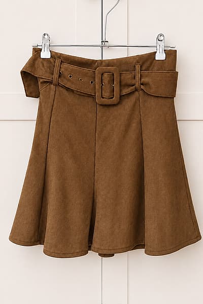 Brown belted A-line skirt by IVIVI — pre-loved on Thrifted.mt