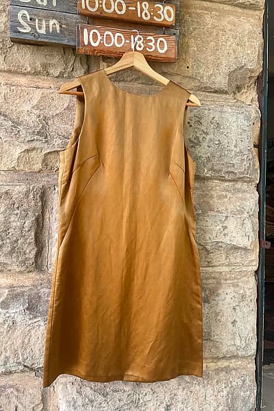 DKNY Sleeveless Shimmering Gold Mini Dress by DKNY — pre-loved on Thrifted.mt