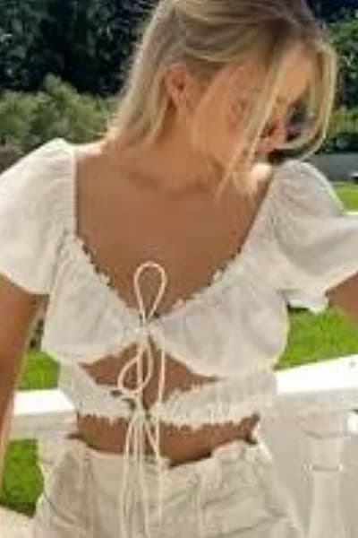 Sabo Skirt White Lace Cutout Top by Sabo — pre-loved on Thrifted.mt