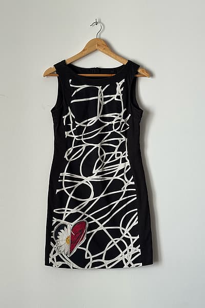 Desigual Black White Abstract Print Dress — pre-loved on Thrifted.mt