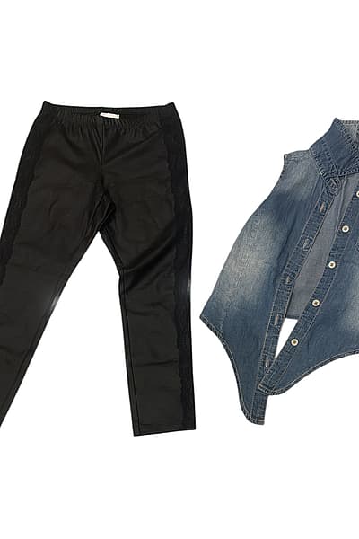 Sisley Set - Jeans shirt and black leggings — pre-loved on Thrifted.mt