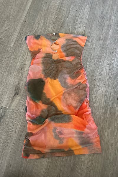 multi-coloured strapless mini dress — pre-loved on Thrifted.mt