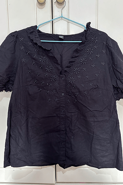 Black Embroidered Eyelet Blouse by SHEIN — pre-loved on Thrifted.mt