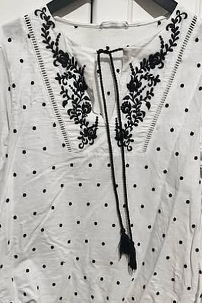 Mango Embroidered Polka Dot Tie Blouse by Mango — pre-loved on Thrifted.mt