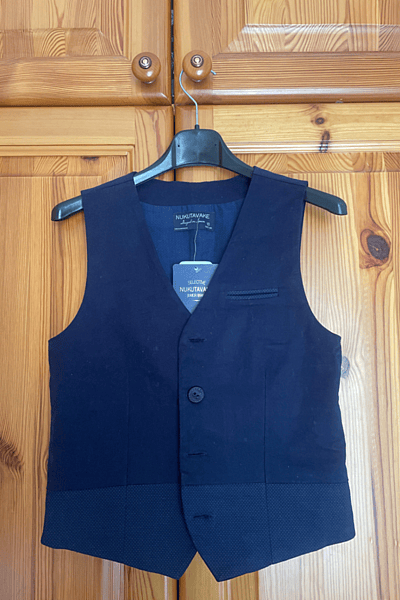 Smart Navy Blue Tailored Waistcoat by Nukutavake — pre-loved on Thrifted.mt