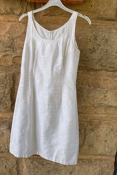 White Sleeveless Textured Mini Dress