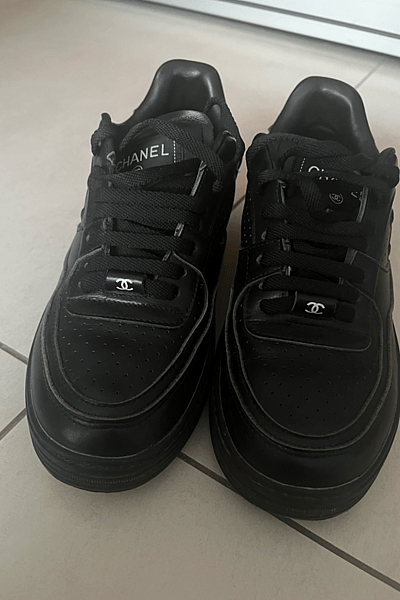 Black Leather Low Top Sneakers by Chanel — pre-loved on Thrifted.mt