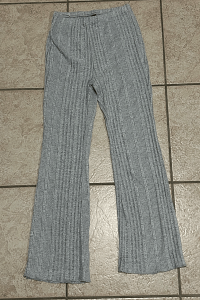 Grey Ribbed Wide Leg Trousers by SHEIN — pre-loved on Thrifted.mt