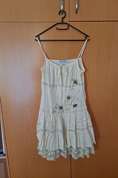 F&F Cream boho lace tiered dress — pre-loved on Thrifted.mt