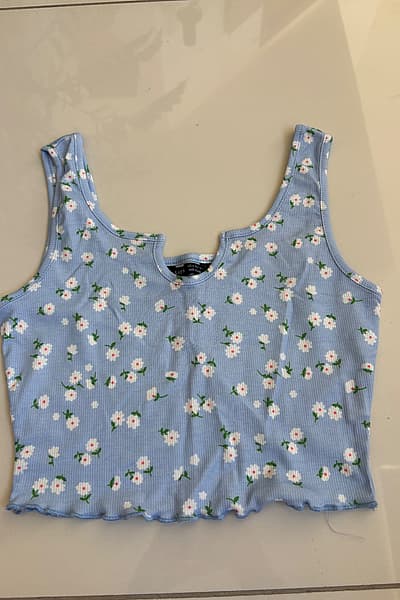 Blue Floral Ribbed Tank by SHEIN — pre-loved on Thrifted.mt