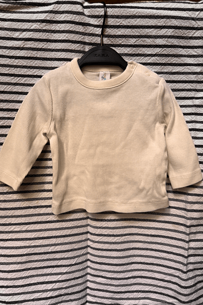 Cream Ribbed Long Sleeve Top by Topomini — pre-loved on Thrifted.mt