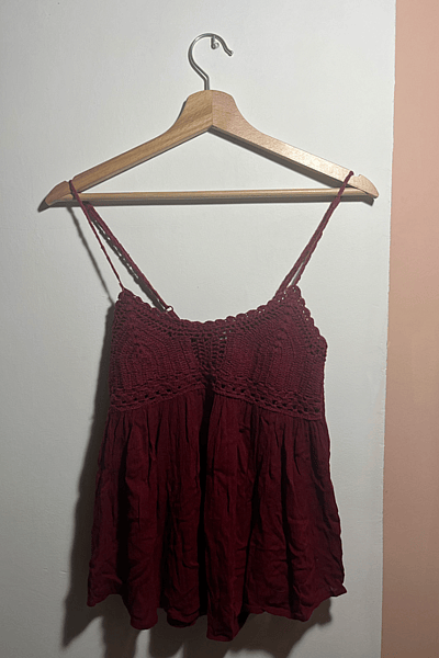 Burgundy Crochet Cami Top by Pull & Bear — pre-loved on Thrifted.mt