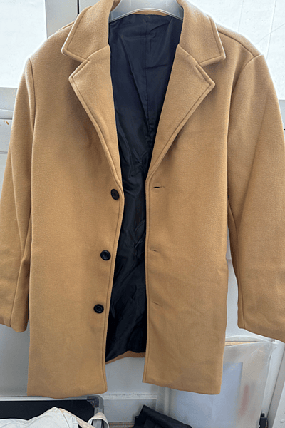 Camel Button-Front Smart Coat — pre-loved on Thrifted.mt