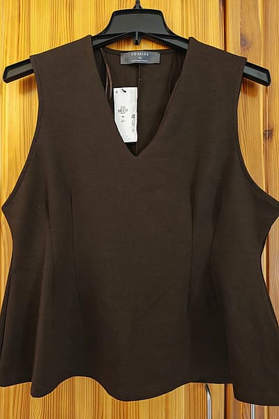 Brand new Primark Dark Brown Sleeveless V-Neck Top by Primark — pre-loved on Thrifted.mt