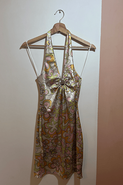 Retro Floral Halter Mini Dress by New Look — pre-loved on Thrifted.mt