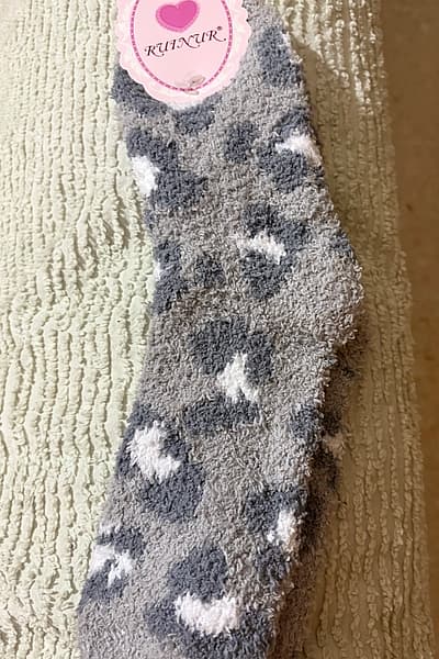 Soft Leopard Print Fluffy Socks — pre-loved on Thrifted.mt