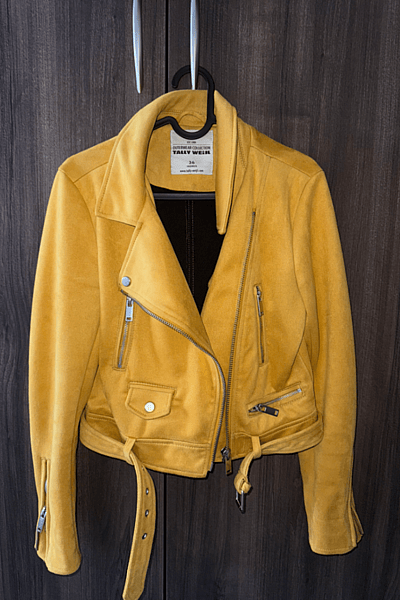 Mustard Yellow Faux Suede Jacket by Tally Weijl — pre-loved on Thrifted.mt