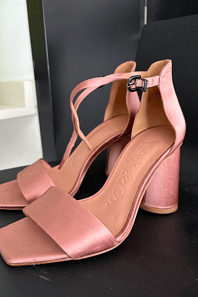 Pink Satin Block Heel Sandals by MAX&Co. — pre-loved on Thrifted.mt