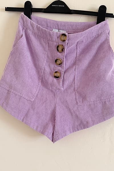Lavender Corduroy Button Shorts by Seven Wonders — pre-loved on Thrifted.mt