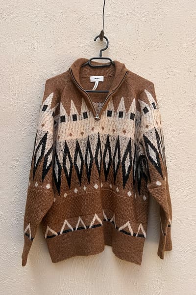 Object Fairisle Jumper with Half Neck Zip in Rust by Object — pre-loved on Thrifted.mt
