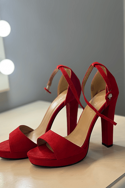 Red Suede Platform High Heels — pre-loved on Thrifted.mt