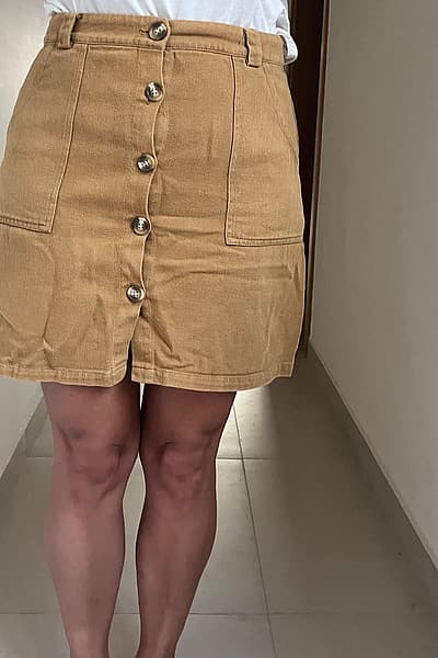 Button Camel Skirt by y'coo — pre-loved on Thrifted.mt
