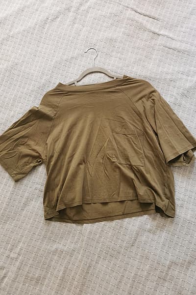 Monki Olive Cotton Crop Top by Monki — pre-loved on Thrifted.mt
