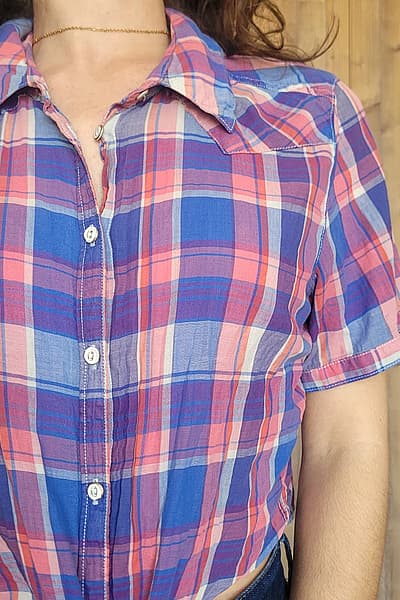 Plaid Button Up Cross-Knot Shirt — pre-loved on Thrifted.mt
