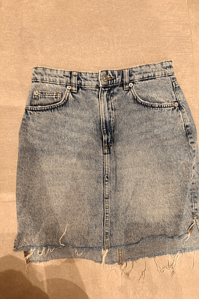 Womens Distressed Denim Mini Skirt by H&M — pre-loved on Thrifted.mt