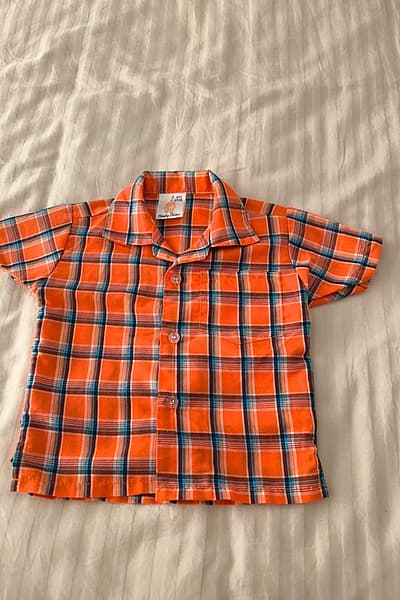 Orange Checked Boys Shirt by Cheeky Chimp — pre-loved on Thrifted.mt