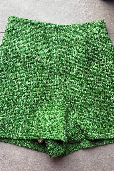 Green Tweed Check Shorts by Zara — pre-loved on Thrifted.mt