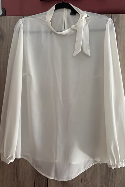 White Tie Neck Blouse by Be Yourself — pre-loved on Thrifted.mt