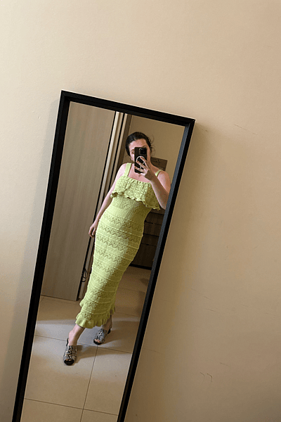 Lime Green Crochet Knit Dress by Zara — pre-loved on Thrifted.mt