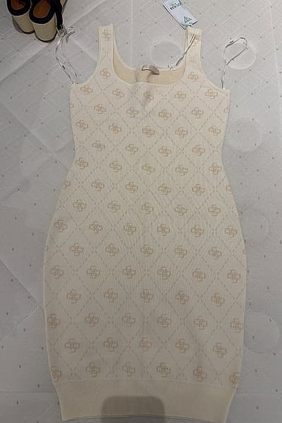 Guess Cream Monogram Knit Dress by Guess — pre-loved on Thrifted.mt