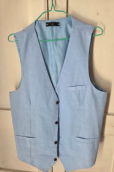Light Blue Linen Blend Waistcoat by Temu — pre-loved on Thrifted.mt