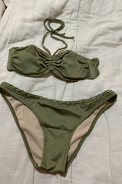 Olive Green Ruched Bikini Set — pre-loved on Thrifted.mt