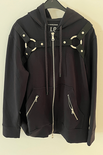 Black Harness Detail Zip Hoodie by À la Garçonne — pre-loved on Thrifted.mt