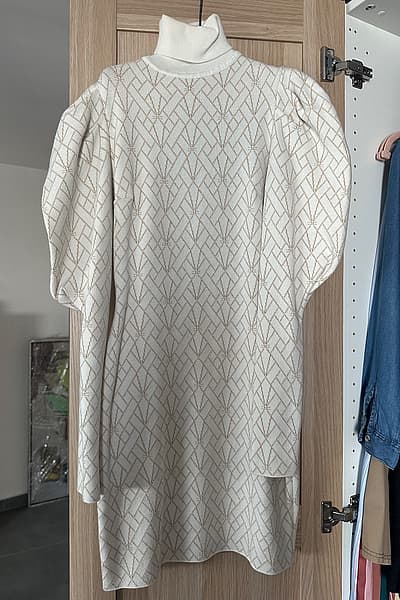 Elisabetta Franchi Cream Geometric Turtleneck Knit Jumper — pre-loved on Thrifted.mt