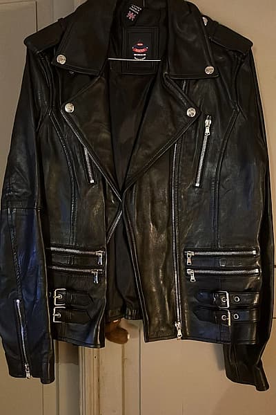 Black Aviatrix Leather Biker Jacket by Aviatrix — pre-loved on Thrifted.mt
