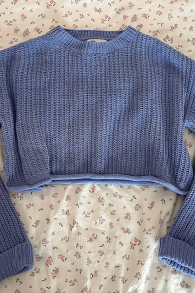 Bershka Blue Cropped Ribbed Knit Sweater by Bershka — pre-loved on Thrifted.mt