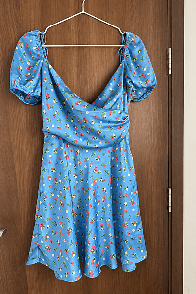 Blue satin Zara dress  by Zara — pre-loved on Thrifted.mt