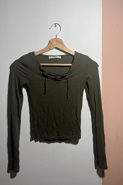 Lace Up Long Sleeve Top by Pull&Bear — pre-loved on Thrifted.mt