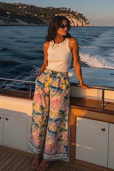Vero Moda Amalfi Coast Print Wide Trousers by Vero Moda — pre-loved on Thrifted.mt