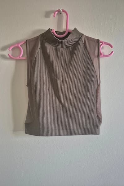 Zara Ribbed High-Neck Sleeveless Top